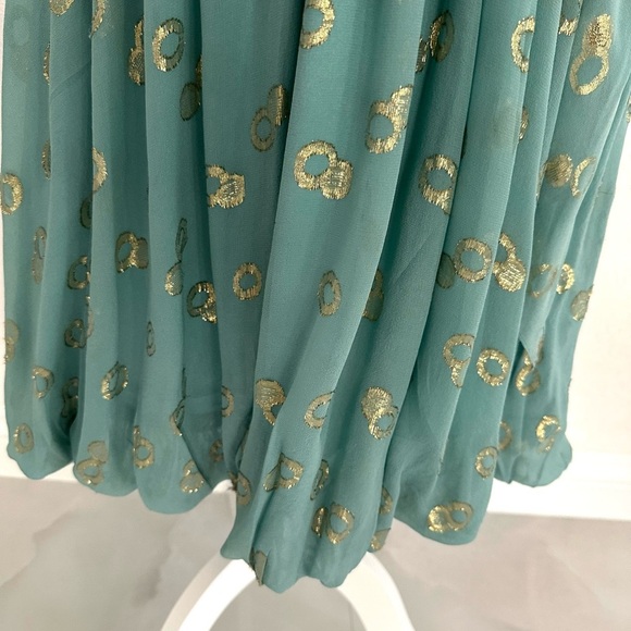 BCBGMaxAzria Teal and Gold Midi Dress - Picture 4 of 9